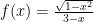 f(x)=\frac{\sqrt{1-x^2}}{3-x}